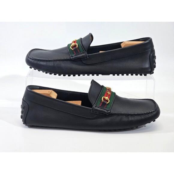 GUCCI Ayrton GG-Bit Drivers Men's 12 Horsebit Leather Loafers 624698 Black EUC - Picture 5 of 16